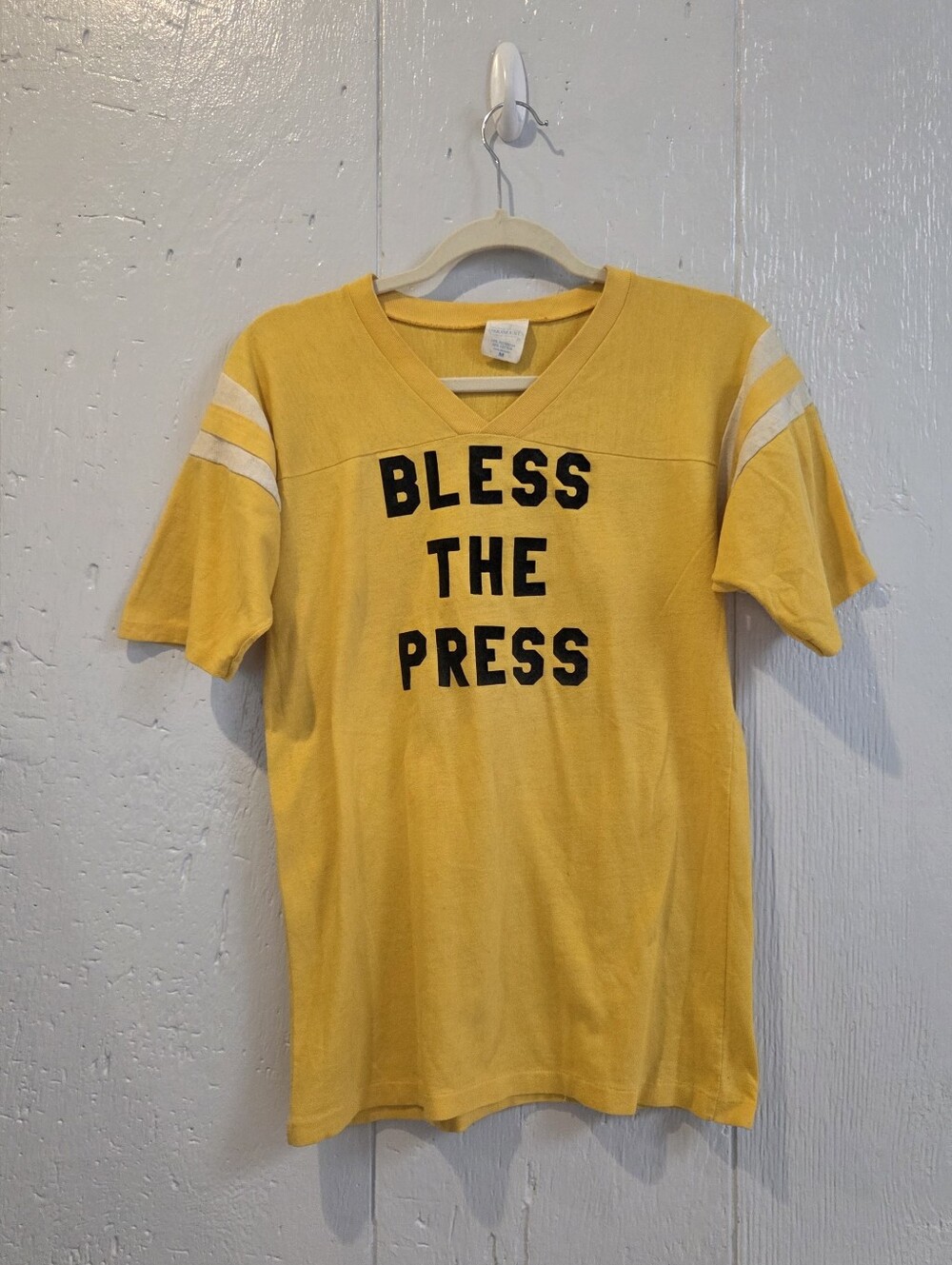 Vintage Yellow 'Bless The Press' Graphic Tee Oklahoma